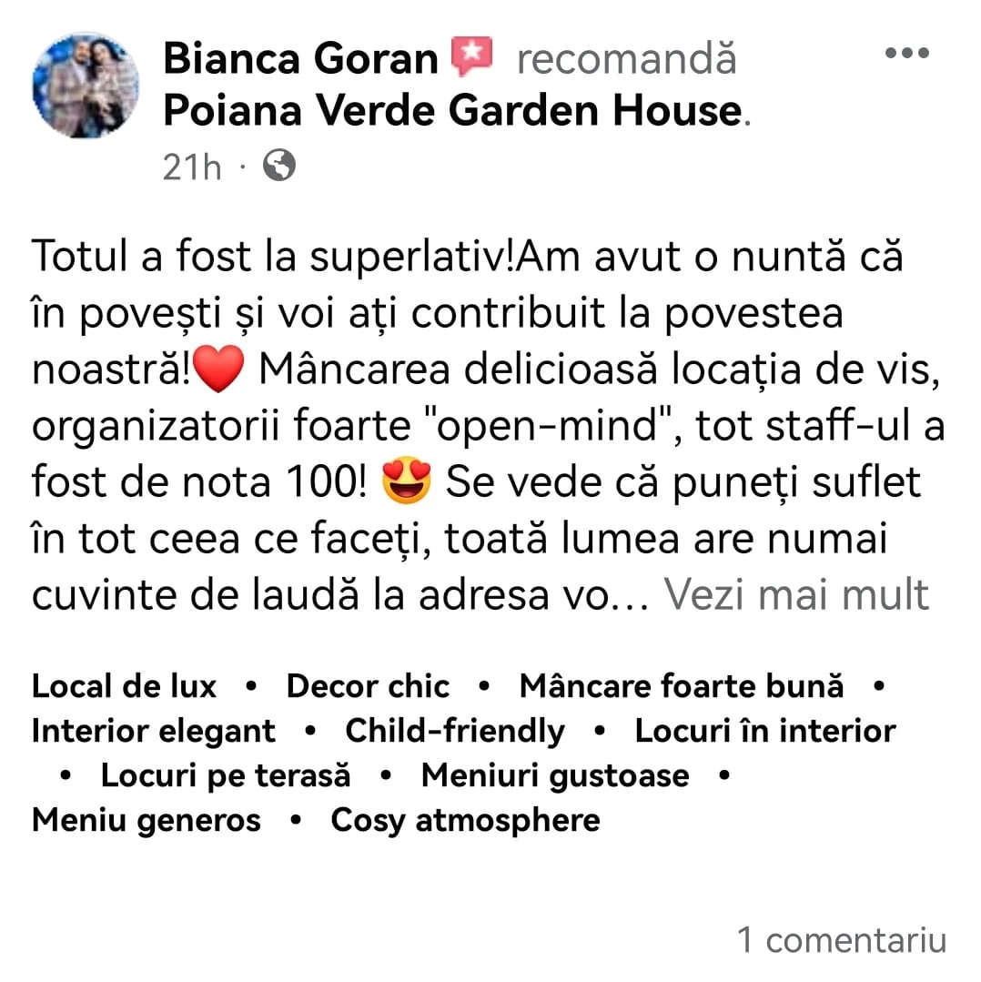 Recenzie Facebook Poiana Verde 1